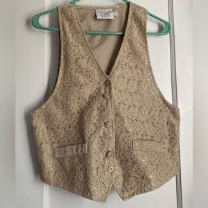 Vintage Pierre Cardin Lace Rose Buttons cowgirlcore Vest Sz: Small